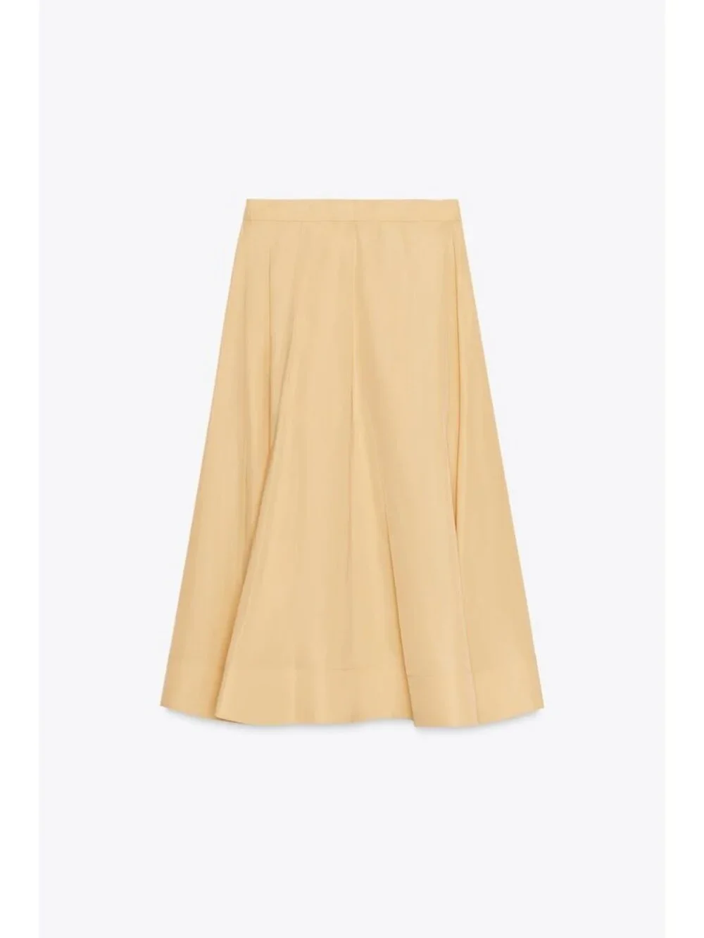 Zara ZW Womens Midi Skirt XS Yellow High Waist A-Line Flare 2484/065 NWT